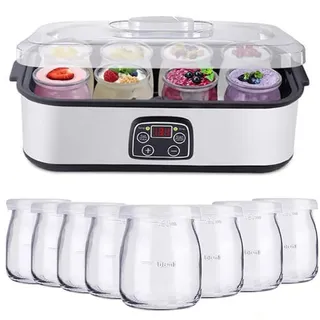 Ultimate Joghurt Maker 1400ML mit 8 Gläsern, Einstellbare Temperatur & Zeitsteuerung, Automatische Maschine mit LCD-Display - Perfektes Gesundheitsgeschenk für Männer & Frauen