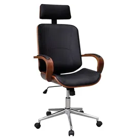 vidaXL Bürostuhl Bugholz Kunstleder Braun