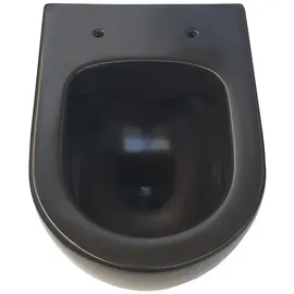 Aloni Design Hänge-WC mit WC-Sitz Schwarz Spülrandlos