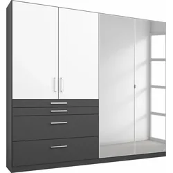 Kleiderschrank RAUCH "Harburg Bestseller im Schlafzimmer", weiß (graumetallic, weiß), B:181cm H:197cm T:54cm, Schränke, Schlafzimmerschrank Schrank Garderobe mit Spiegel