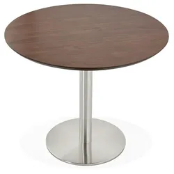 Kadima Design Robuster Runder Esstisch Ø 90 cm, Stahlgestell, Zeitlos, Braun