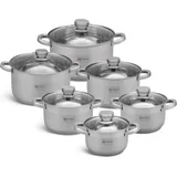 Edenberg Modernes 12-teiliges Topfset, Geschenk, Induktionsvorbauten,Kochtopf Set EB-004036 - Silber