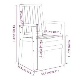vidaXL Gartenstuhl 56,5 x 57,5 x 91 cm braun 2 St.