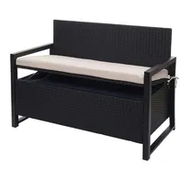 Mendler Poly-Rattan 2er Sitzbank HWC-F39, Gartenbank Truhenbank, Staufach Aufbewahrung
