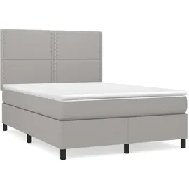 vidaXL Boxspringbett mit Matratze Hellgrau 140x200 cm Stoff