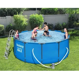 BESTWAY Steel Pro Max Frame Pool Set 366 x 122 cm lichtgrau inkl. Filterpumpe