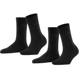 Esprit Damen Socken Uni Multipack W So Baumwolle einfarbig 2 Paar, Schwarz