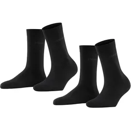 Esprit Damen Socken Uni Multipack W So Baumwolle einfarbig 2 Paar, Schwarz