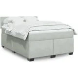 vidaXL Boxspringbett mit Matratze Hellgrau 180x200 cm Samt