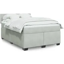 vidaXL Boxspringbett mit Matratze Hellgrau 180x200 cm Samt