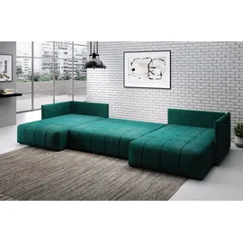 furmeb24 ASPEN U Ecksofa mit Schlaffunktion Bettzeugablage 346x188cm, Sofa U Form, - Beige