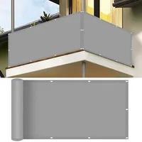 Balkon Sichtschutz Wasserdicht 80 x 700 cm Uv-Schutz, Windschutz Balkonumspannung mit Ösen mit Ösen Kabelbinder Und Kordel Sichtschutz für Balkon Terrasse, Hellgrau