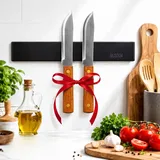 Küchenmesserhalter ~ 30 cm ~ Magnet für Küchenmesser ~ Inklusive Geschenk mit 2 Messern ~ Küchenmesserhalter ~ sehr robust ohne Bohren, selbstklebend, 2 Dübel und Schraube