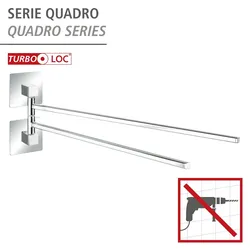 WENKO Turbo-Loc® Edelstahl Handtuchhalter 2 Arme Quadro
