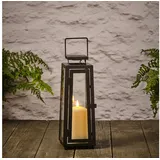 Lights4fun LED Laterne Mittelgroße Porto Solar-Laterne mit TruGlow® Outdoor-Kerze