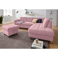 Ecksofa SIT & MORE "Picasso L-Form" Sofas Gr. B/H/T: 233cm x 80cm x 196cm, Struktur fein, Ottomane rechts, mit Bettfunktion, rosa (flamingo) wahlweise mit Bettfunktion und Bettkasten