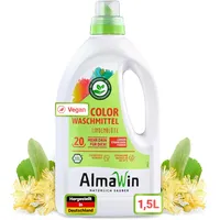 AlmaWin® Color Waschmittel flüssig [1,5L - 20 Ladungen] mit Lindenblüten-Duft für strahlende Reinheit – Öko Waschmittel Color anwendbar für 30-60°C – Veganes Flüssigwaschmittel
