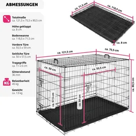 Tectake Hundekäfig-Gitterbox XXL Schwarz
