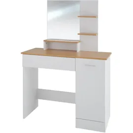 Tectake tectake® Schminktisch, im modernen Look, 3 offene Ablagen, unterteilte Schublade, 90 x 40 x 137,5 cm