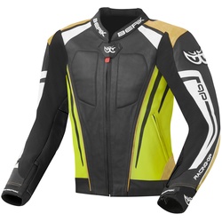 Berik Striper Evo Motorrad Lederjacke, schwarz-gelb, Größe 58 für Männer