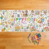 AhfuLife Papiertischdecke zum Ausmalen Ostern, 180 x 80cm Ostern Basteln Ausmaltischdecke Bastelposter Ostergeschenke Kinder Deko Osterparty Mal Mich Bunt (Stil C)