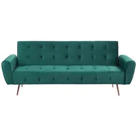 Beliani Schlafsofa Samt 3-Sitzer Smaragdgrün