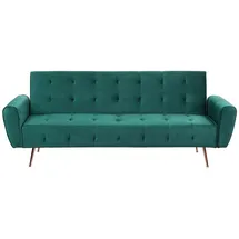 Beliani Schlafsofa Samt 3-Sitzer Smaragdgrün
