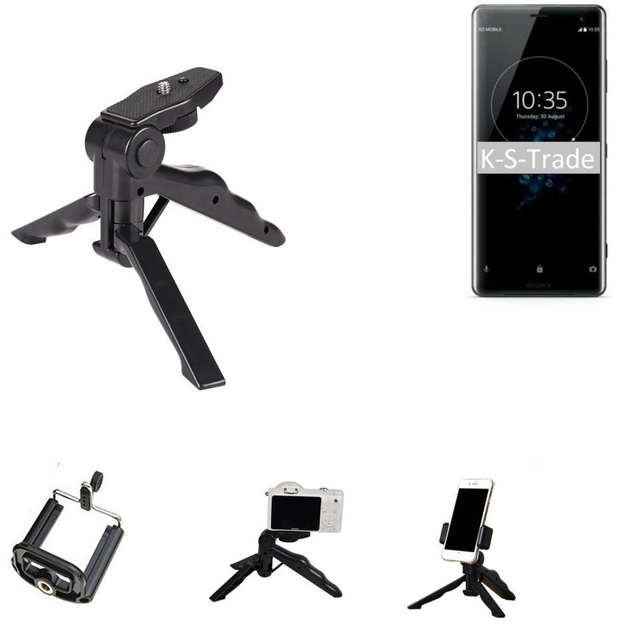 K-S-Trade für Sony Xperia XZ3 Smartphone-Halterung, (Stativ Tisch-Ständer Dreibein Handy-Stativ Ständer Mini-Stativ) schwarz