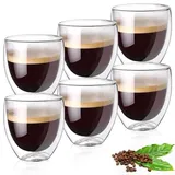 Latte Macchiato Gläser, Doppelwandige Kaffeegläser 350ml, Doppelwandige Gläser, Cappuccino Gläser, Kaffeetassen Glas, Kaffeebecher glas, Thermogläser Doppelwandig, Espressotassen Glas, 6er Set