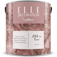 Crown ELLE DECORATION Stitch In Time No. 402, 2,5 L, extra-matte Premium Wandfarbe für Innen, für Wände und Holz, hohe Deckkraft, Innenfarbe,skurriles Rosa