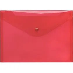FolderSys Sichttasche A5 quer, rot trans- parent, mit Druckknopf,