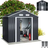 GARDEBRUK® XL Metall Gerätehaus 2m2 mit Fundament 196x132x188cm Schiebetür Anthrazit Geräteschuppen Gartenhaus Schrank 4m3