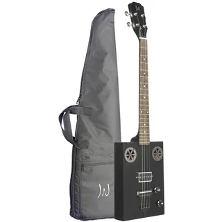 J.N Guitars Zigarrenkisten-Gitarre mit 4 Saiten, mit Tonabnehmer, Decke aus Sapele
