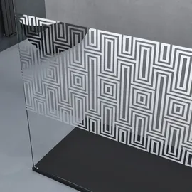 doporro Duschwand Duschtrennwand 100x200 Walk-In Dusche schwarz mit Doppel-Stabilisator aus Echtglas 10mm ESG-Sicherheitsglas Klarglas mit Labyrinth-Design