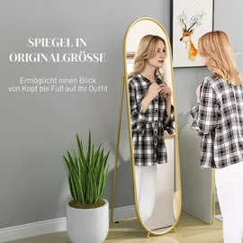 Homcom Oval Standspiegel für Wohnzimmer, Schlafzimmer, Gold