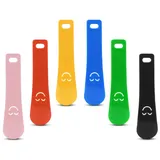 TRKETK 6 Stück Schuhlöffel Klein, Schuhanzieher Kunststoff Smiley-Schuhlöffel 3,7 x 15 cm Mini-Schuhlöffel Kurzer Griff Schuhlöffel für Männer, Frauen, Kinder, Ältere Menschen (6 Farben) - S