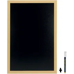 Securit® Woody Kreidetafel – Holzoptik Lackiert – Weißer Kreidemarker + Montageset Inklusive – 40x60 cm