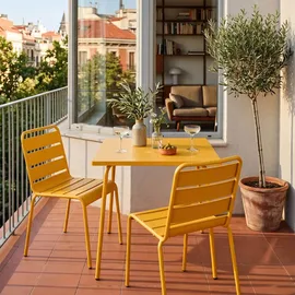 Oviala Palavas Gartenset Tisch quadratisch 3-tlg. Gelb