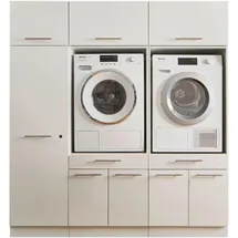 laundreezy Weiß, Holzwerkstoff, 2 Schubladen, 185x200x67.5 cm Waschküche, Hauswirtschaftsraum