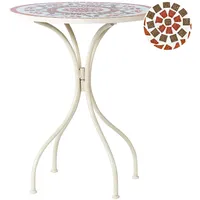 Beliani Gartentisch Ø 60 x 74 cm Weiß/Rot/Grau