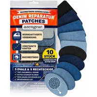aZengear Jeans Flicken zum Aufbügeln, 10 Stück, Blau- und Schwarztöne, Denim