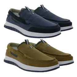 Gaastra Herren Slipper zeitlose Low-Top Schuhe mit Echtleder-Anteil Mokassins in Braun oder Blau - 41
