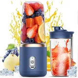 Smoothie Maker, Tragbarer Mixer, Standmixer, 400ML Elektrisch Maker, USB wiederaufladbarer, mit 2 Mischbecher, Blau