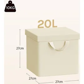 Woltu Faltbare Aufbewahrungsbox 27 x 27 x 27 cm 3-tlg. Creme