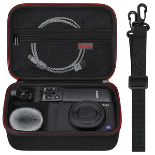 Elonbo Tasche für die Sony ZV-1F/ ZV-1 II/ZV-1 Vlog-Digitalkamera. Reisekamera-Tasche passt auch zu Zubehör-Sets für Vlogger wie Tripods, Mikrofone und Griffen, Schwarz