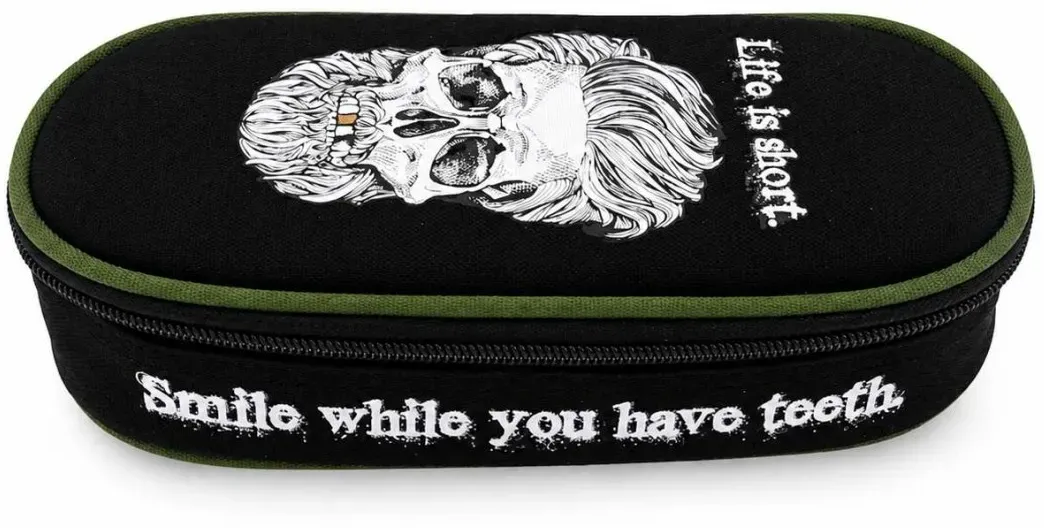 BRUNNEN Federmäppchen ?Life is Short? ? Totenkopf-Design | Schwarz