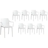 LC Garden »Vina« 8er Set Gartenstühle weiß Stapelstühle Bistrostühle Kunststoff stapelbar