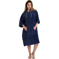 my home Badeponcho Lillou, Langform, Microfaser, Kapuze, ohne, weich und kuschelig, Unisex, für Damen und Herren, Surfponcho blau S/M | 100 cm