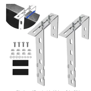 Hodeffior 2 x Solarmodul-Haken, Edelstahl, verstellbar, Solar-Balkon-Montagehaken, Balkon-PV-Unterstützungsmodul, Solarmodul, Geländer, Installationszubehör, 260 x 190 x 38 cm