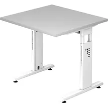 Hammerbacher Schreibtisch C-Fuß 80x80cm Grau/Weiß
